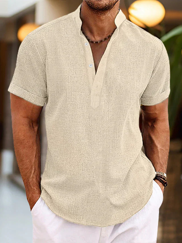 Aldo | Men’s Breathable Summer Henley Shirt | Lightweight Short Sleeve Casual Essential