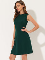 Holly | Sleeveless A-Line Midi Work Dress | Elegant Solid Color Office Style