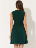 Holly | Sleeveless A-Line Midi Work Dress | Elegant Solid Color Office Style