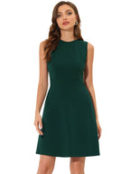 Holly | Sleeveless A-Line Midi Work Dress | Elegant Solid Color Office Style
