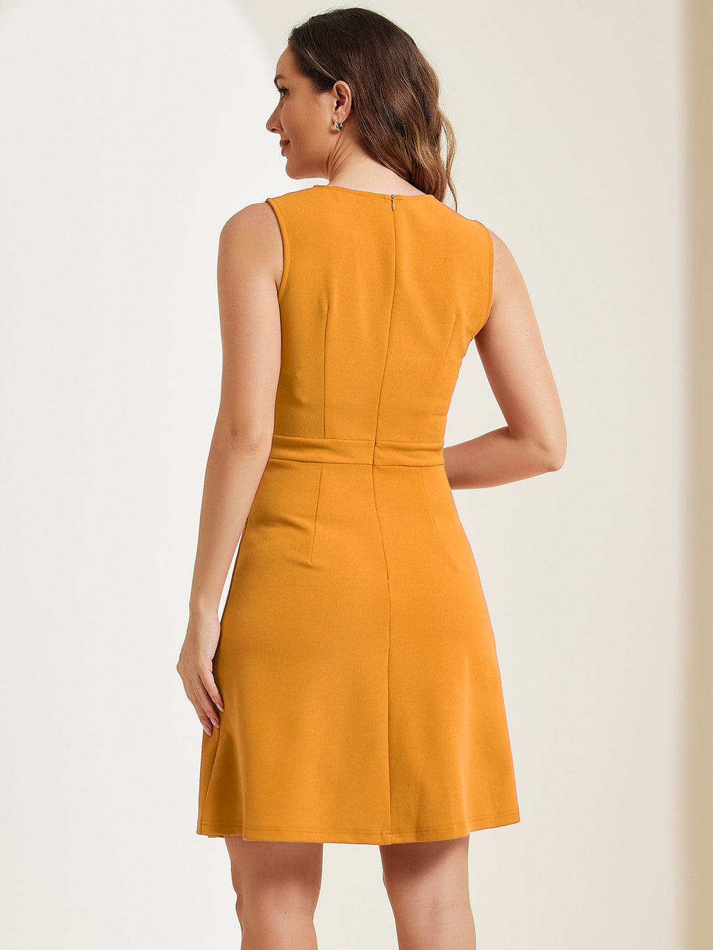Holly | Sleeveless A-Line Midi Work Dress | Elegant Solid Color Office Style