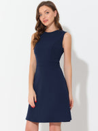 Holly | Sleeveless A-Line Midi Work Dress | Elegant Solid Color Office Style