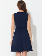 Holly | Sleeveless A-Line Midi Work Dress | Elegant Solid Color Office Style