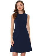 Holly | Sleeveless A-Line Midi Work Dress | Elegant Solid Color Office Style
