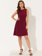 Holly | Sleeveless A-Line Midi Work Dress | Elegant Solid Color Office Style