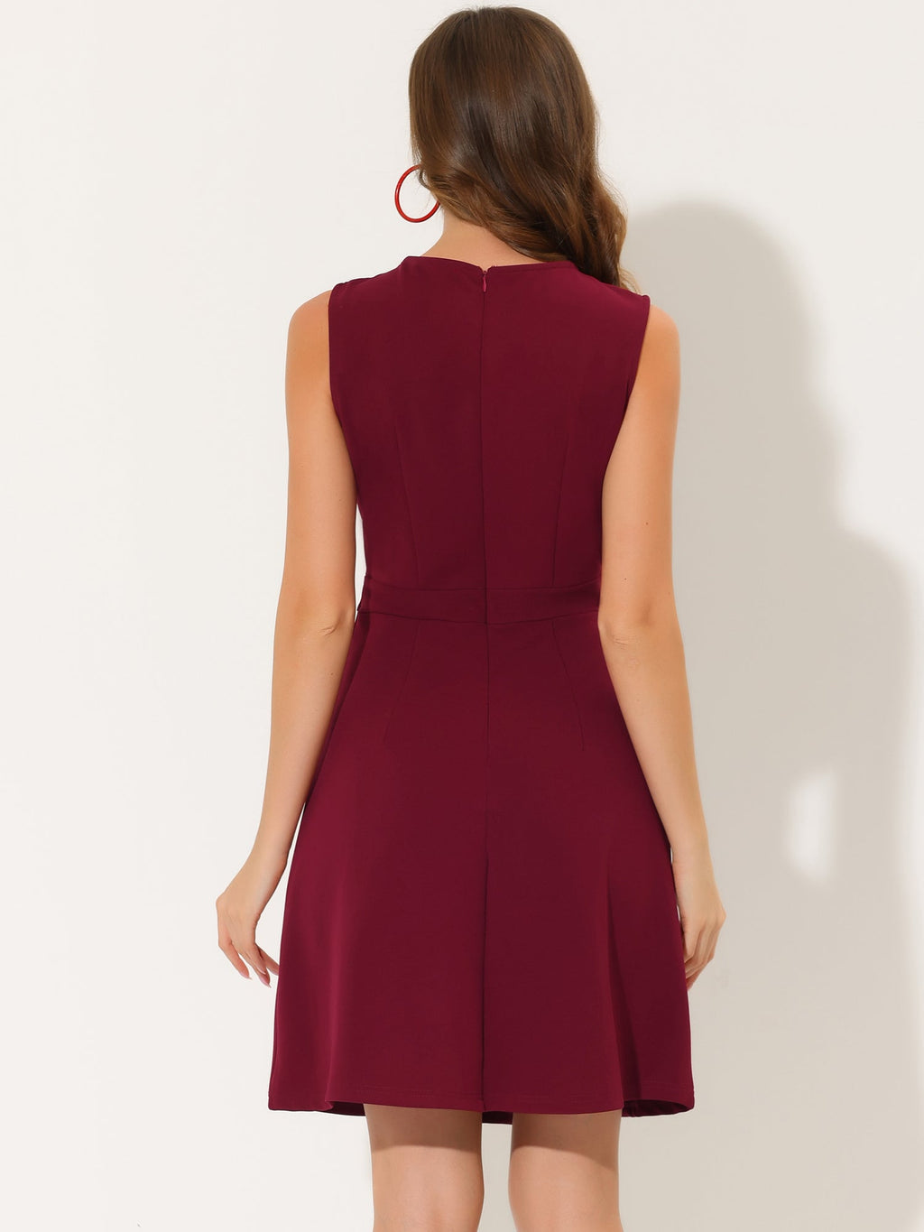 Holly | Sleeveless A-Line Midi Work Dress | Elegant Solid Color Office Style