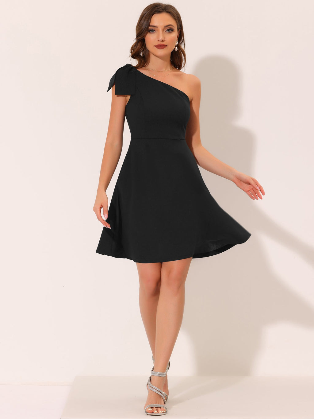 Ivy | One Shoulder Bow Midi Dress with Pockets | Elegant A-Line Occasion Wear