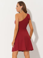 Ivy | One Shoulder Bow Midi Dress with Pockets | Elegant A-Line Occasion Wear