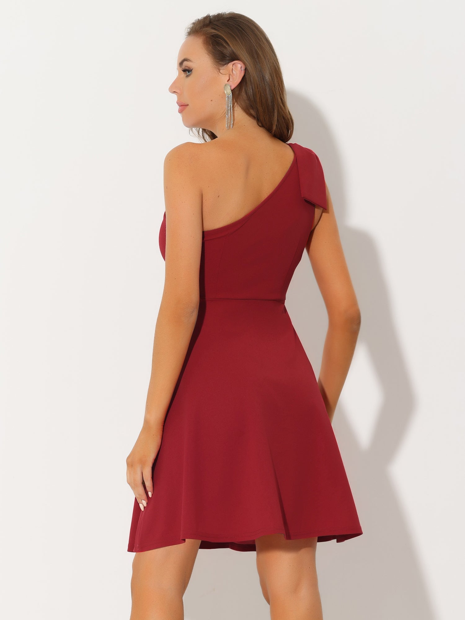 Ivy | One Shoulder Bow Midi Dress with Pockets | Elegant A-Line Occasion Wear