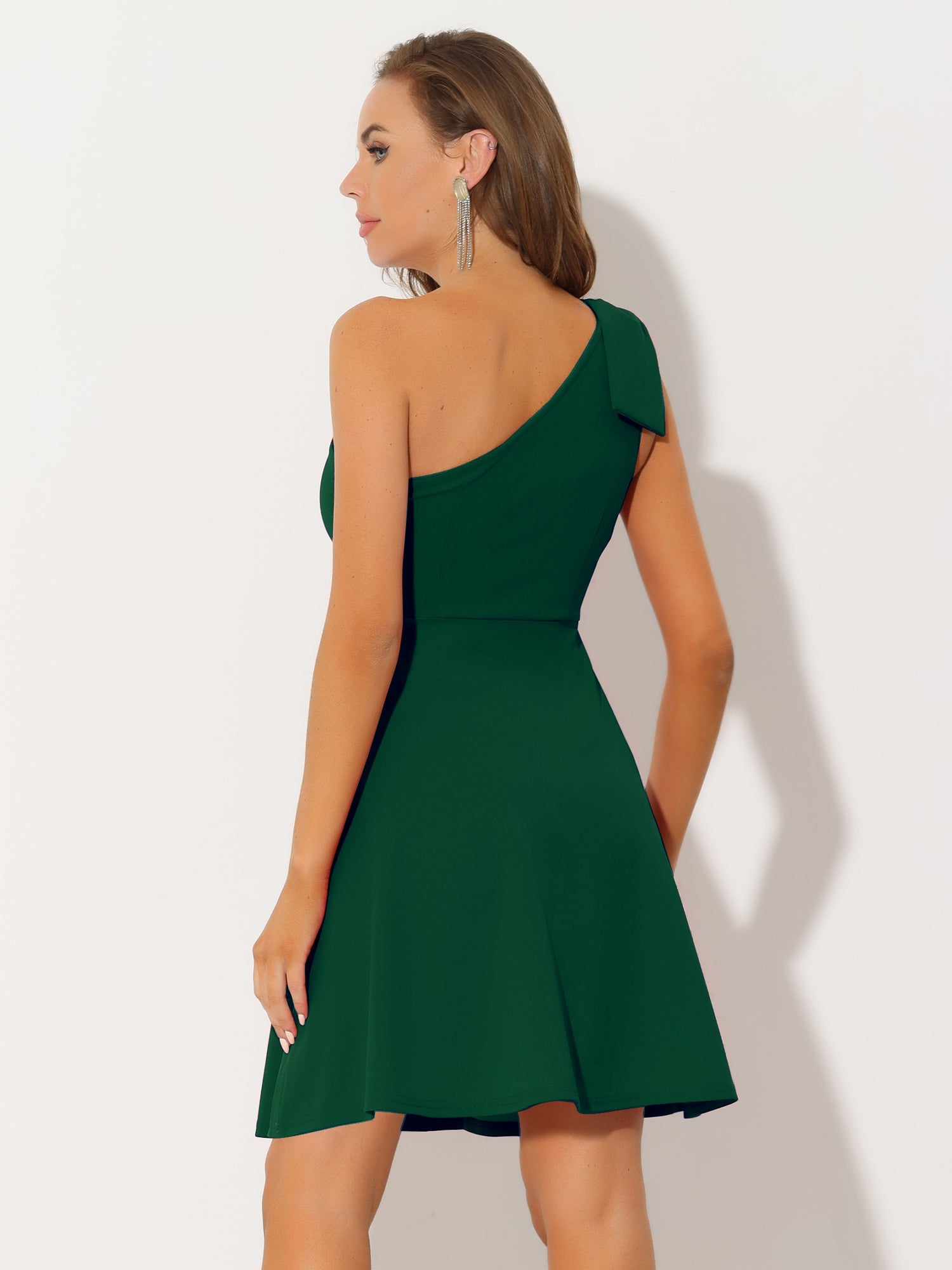 Ivy | One Shoulder Bow Midi Dress with Pockets | Elegant A-Line Occasion Wear