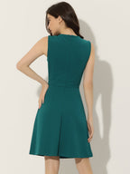 Holly | Sleeveless A-Line Midi Work Dress | Elegant Solid Color Office Style