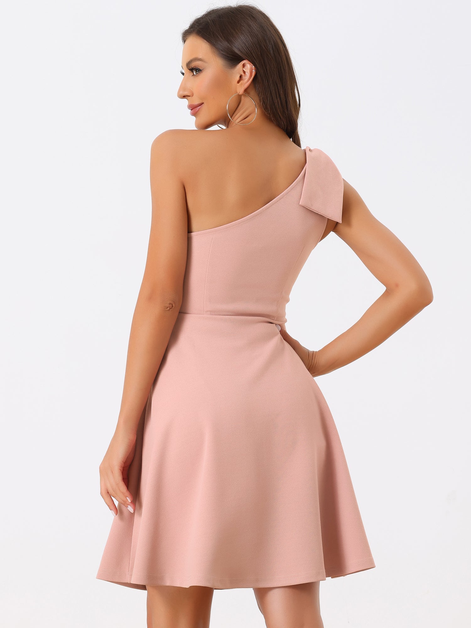 Ivy | One Shoulder Bow Midi Dress with Pockets | Elegant A-Line Occasion Wear
