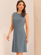Holly | Sleeveless A-Line Midi Work Dress | Elegant Solid Color Office Style