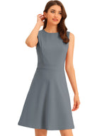Holly | Sleeveless A-Line Midi Work Dress | Elegant Solid Color Office Style