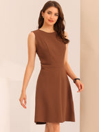 Holly | Sleeveless A-Line Midi Work Dress | Elegant Solid Color Office Style