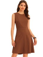 Holly | Sleeveless A-Line Midi Work Dress | Elegant Solid Color Office Style
