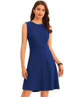 Holly | Sleeveless A-Line Midi Work Dress | Elegant Solid Color Office Style