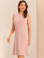 Holly | Sleeveless A-Line Midi Work Dress | Elegant Solid Color Office Style