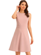 Holly | Sleeveless A-Line Midi Work Dress | Elegant Solid Color Office Style