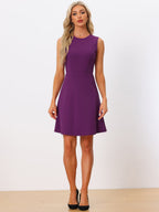Holly | Sleeveless A-Line Midi Work Dress | Elegant Solid Color Office Style