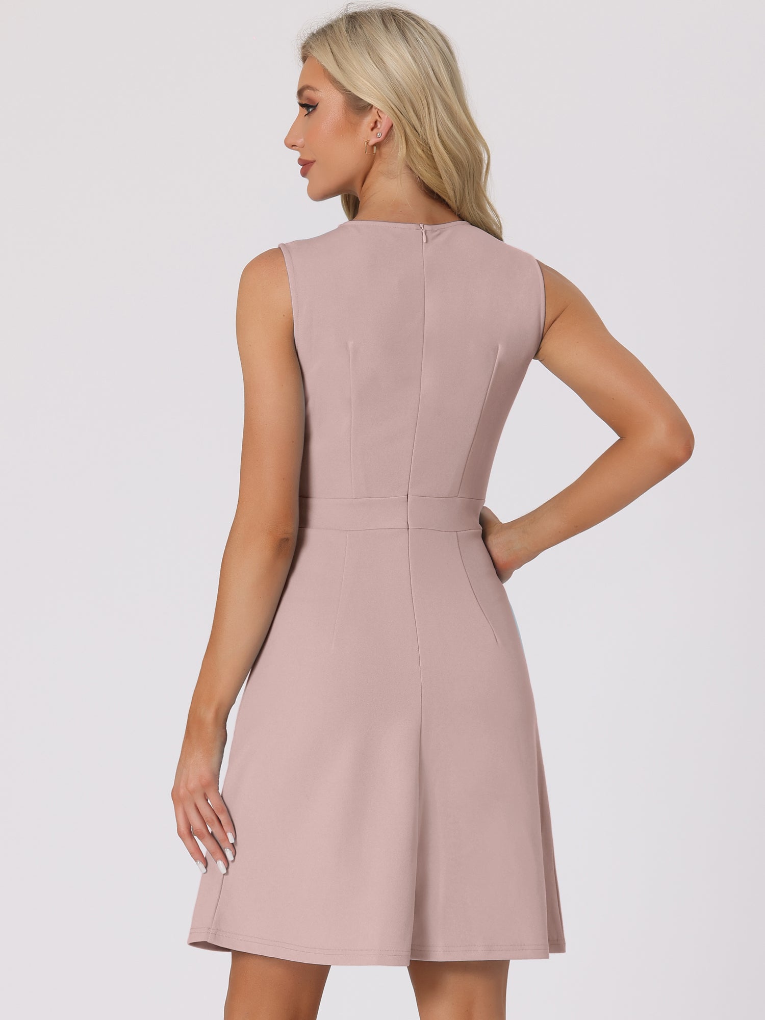 Holly | Sleeveless A-Line Midi Work Dress | Elegant Solid Color Office Style