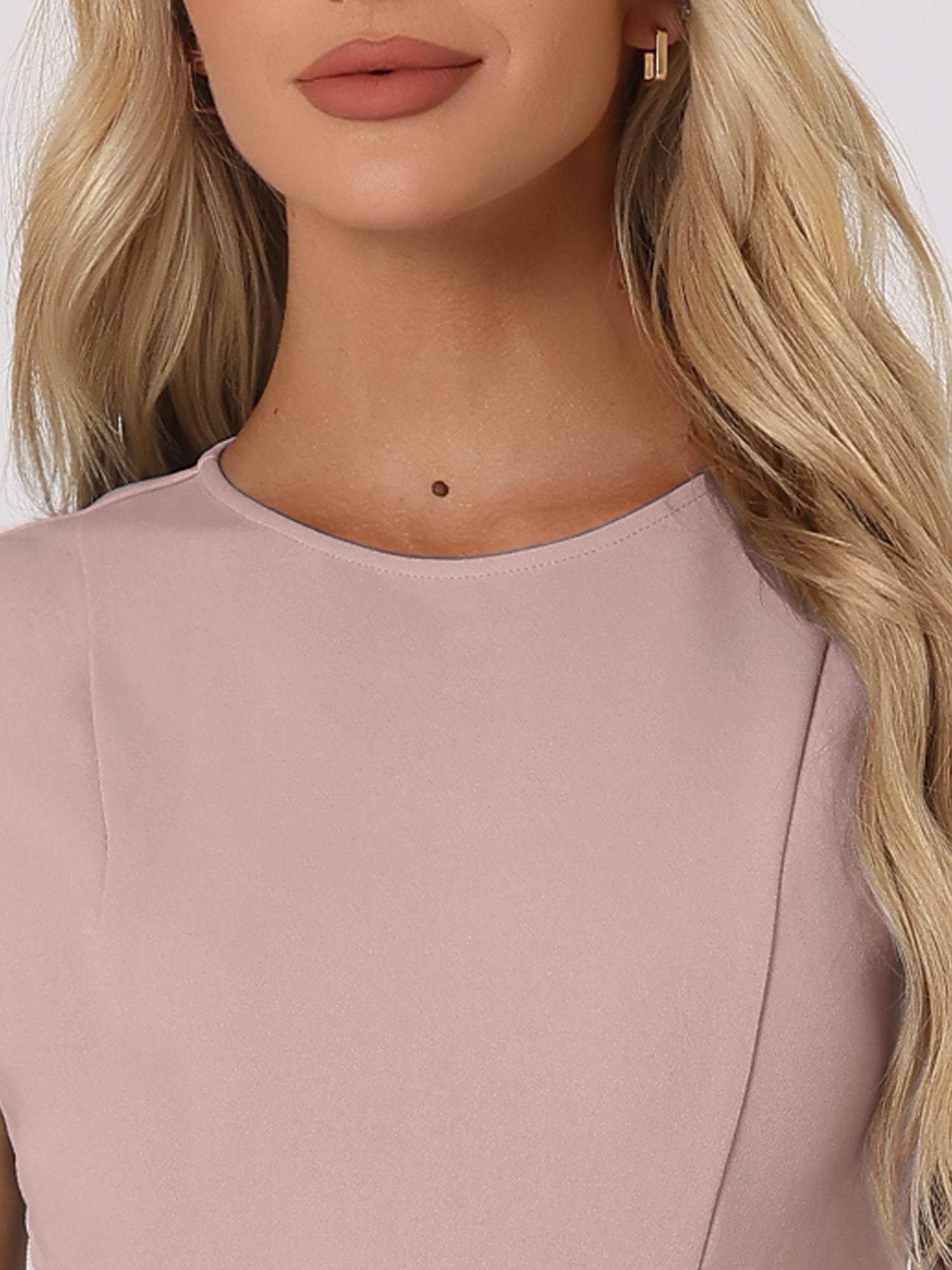 Holly | Sleeveless A-Line Midi Work Dress | Elegant Solid Color Office Style