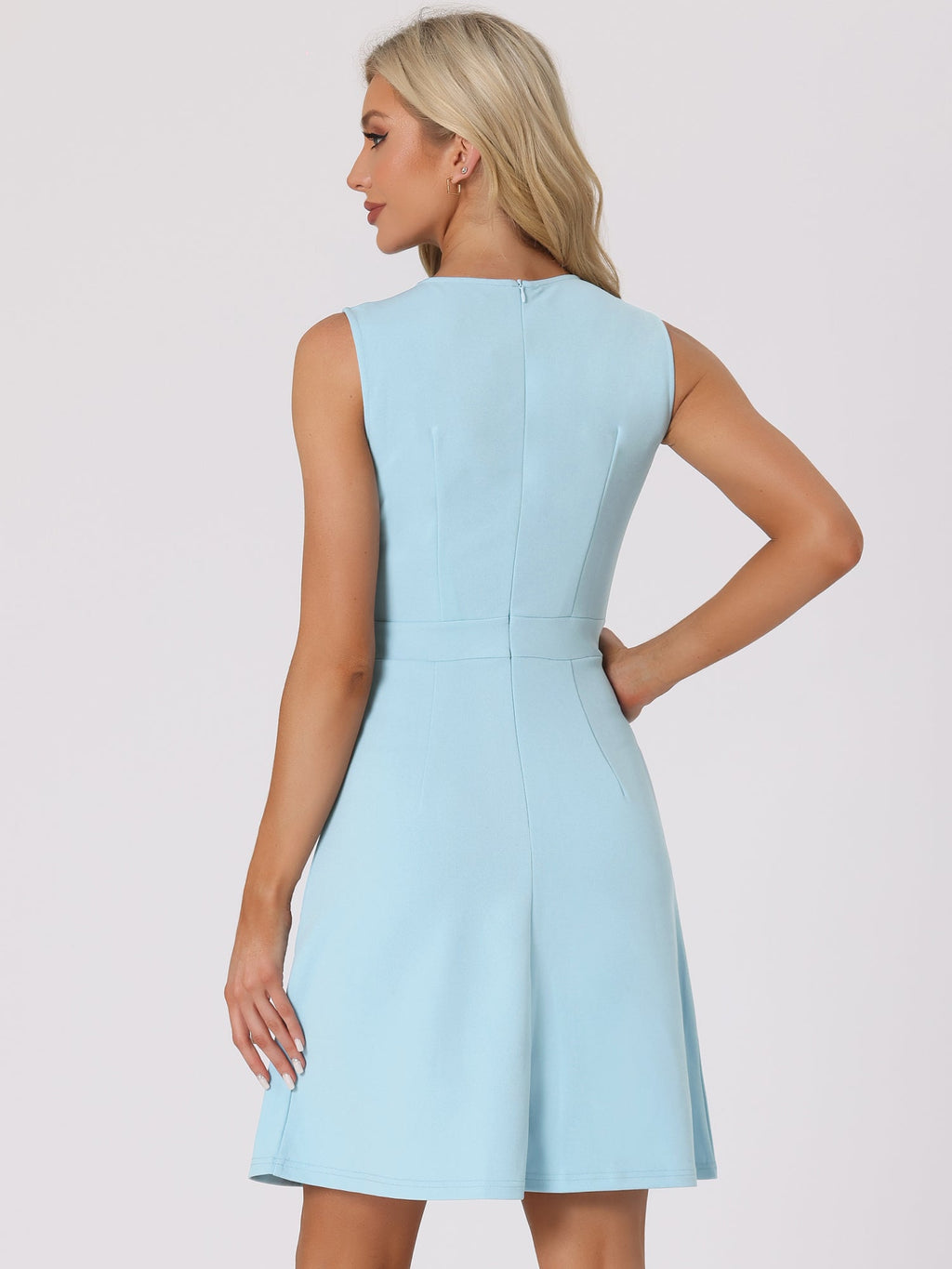 Holly | Sleeveless A-Line Midi Work Dress | Elegant Solid Color Office Style