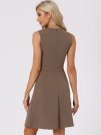 Holly | Sleeveless A-Line Midi Work Dress | Elegant Solid Color Office Style