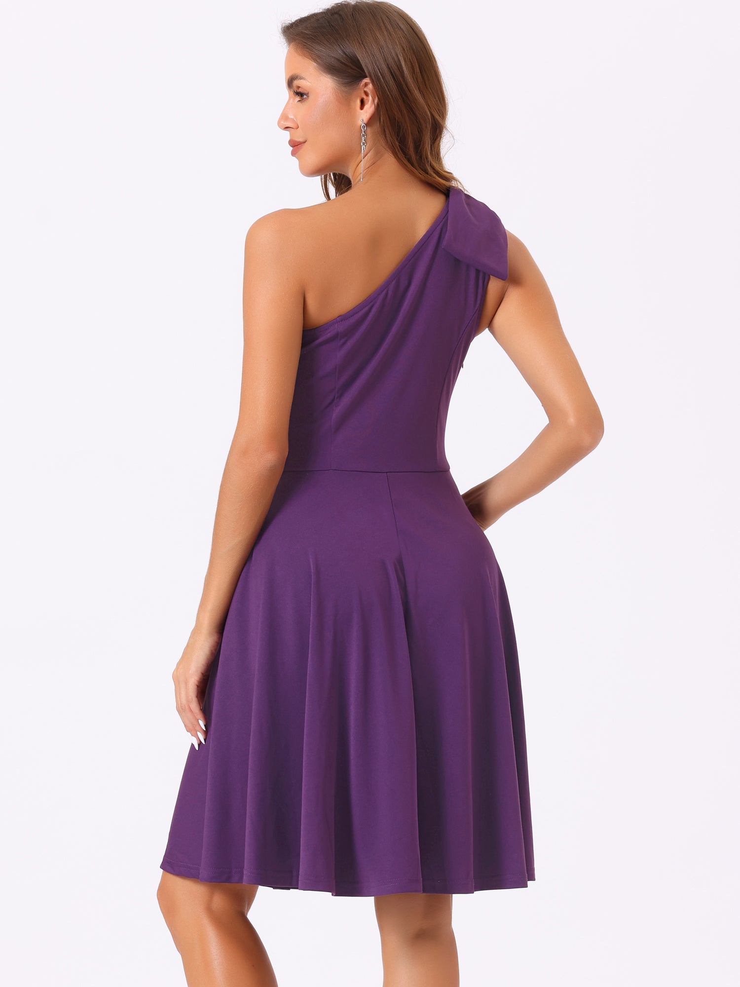 Ivy | One Shoulder Bow Midi Dress with Pockets | Elegant A-Line Occasion Wear