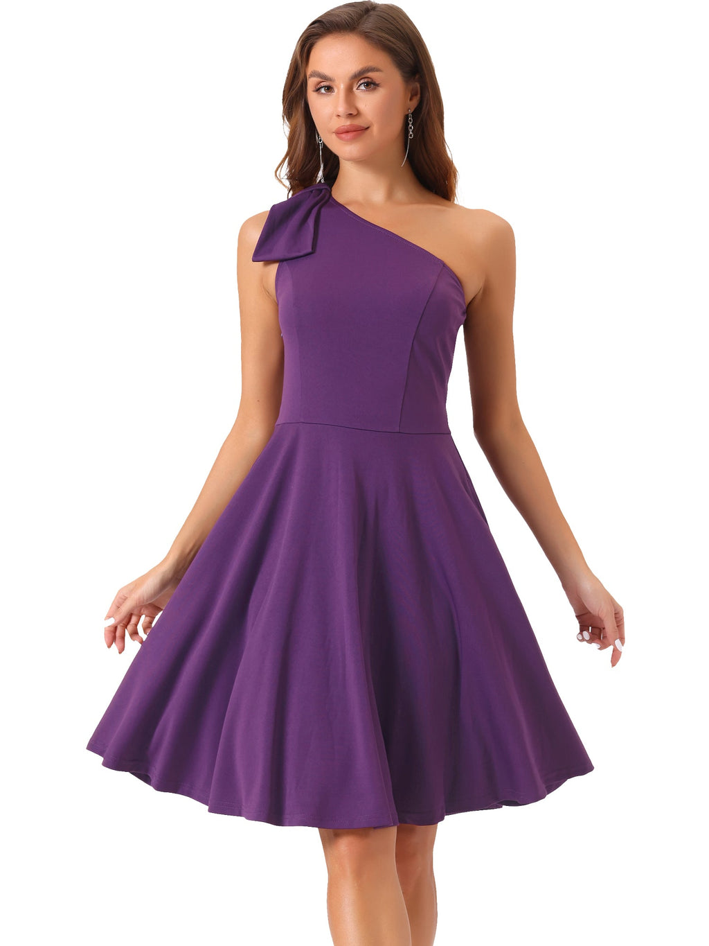 Ivy | One Shoulder Bow Midi Dress with Pockets | Elegant A-Line Occasion Wear