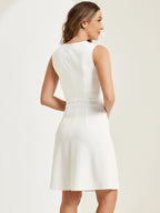 Holly | Sleeveless A-Line Midi Work Dress | Elegant Solid Color Office Style
