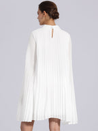 Zoe | Flowy Cape Sleeve Pleated Chiffon Mini Dress | Elegant Movement and Effortless Glam