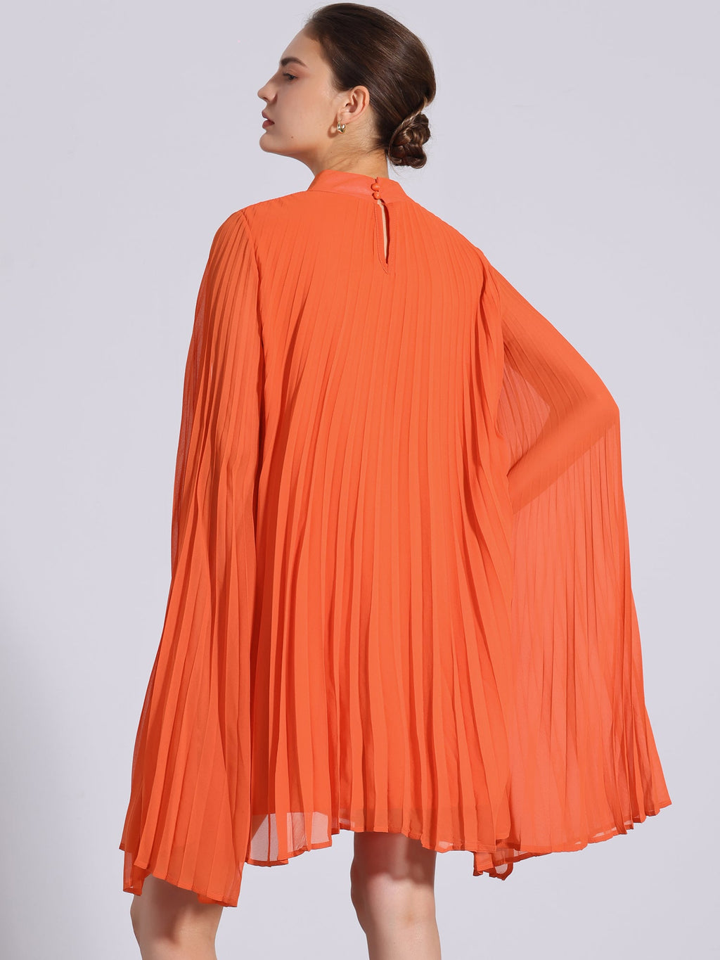 Zoe | Flowy Cape Sleeve Pleated Chiffon Mini Dress | Elegant Movement and Effortless Glam