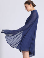 Zoe | Flowy Cape Sleeve Pleated Chiffon Mini Dress | Elegant Movement and Effortless Glam