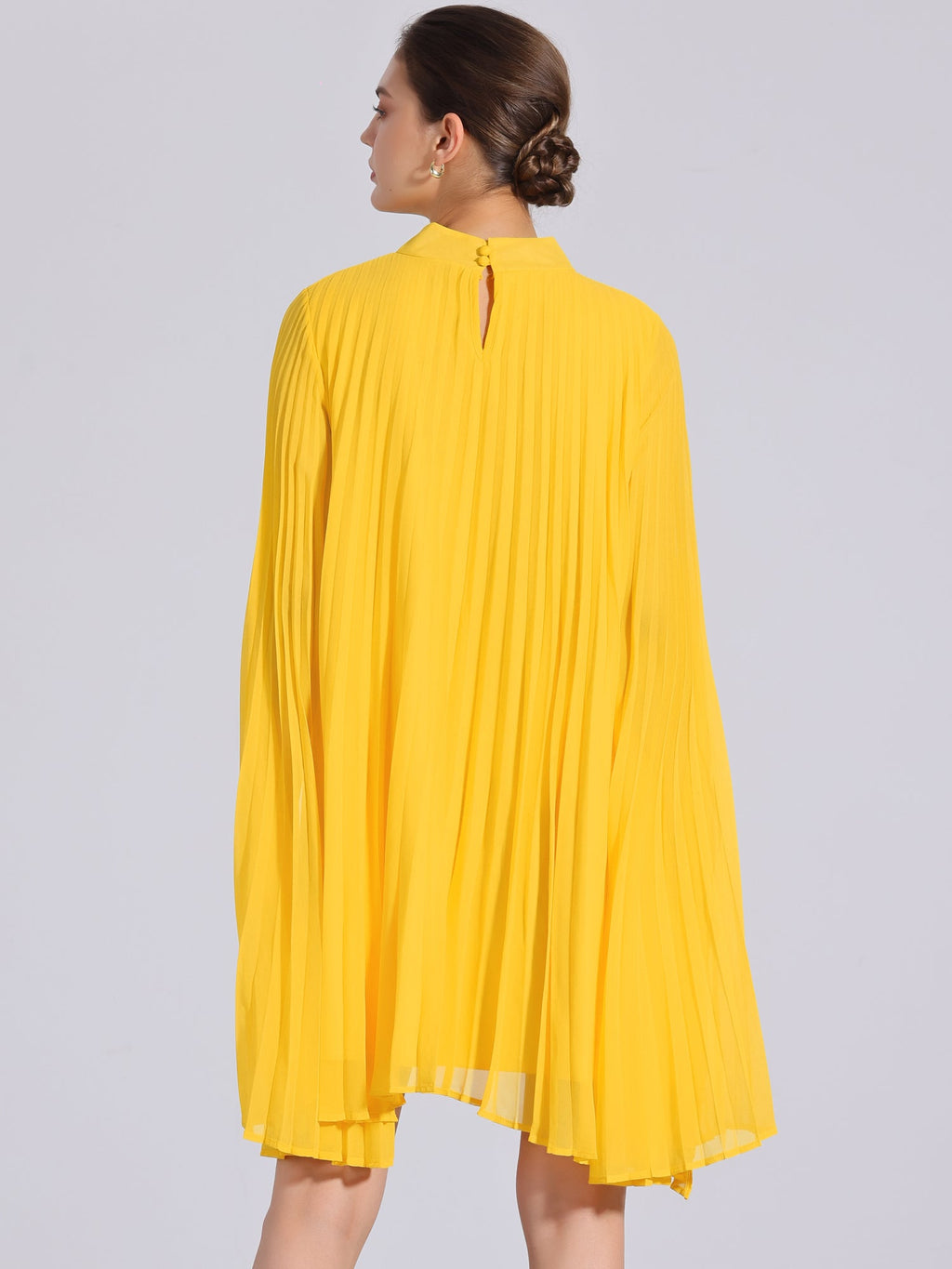 Zoe | Flowy Cape Sleeve Pleated Chiffon Mini Dress | Elegant Movement and Effortless Glam