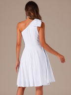 Ivy | One Shoulder Bow Midi Dress with Pockets | Elegant A-Line Occasion Wear