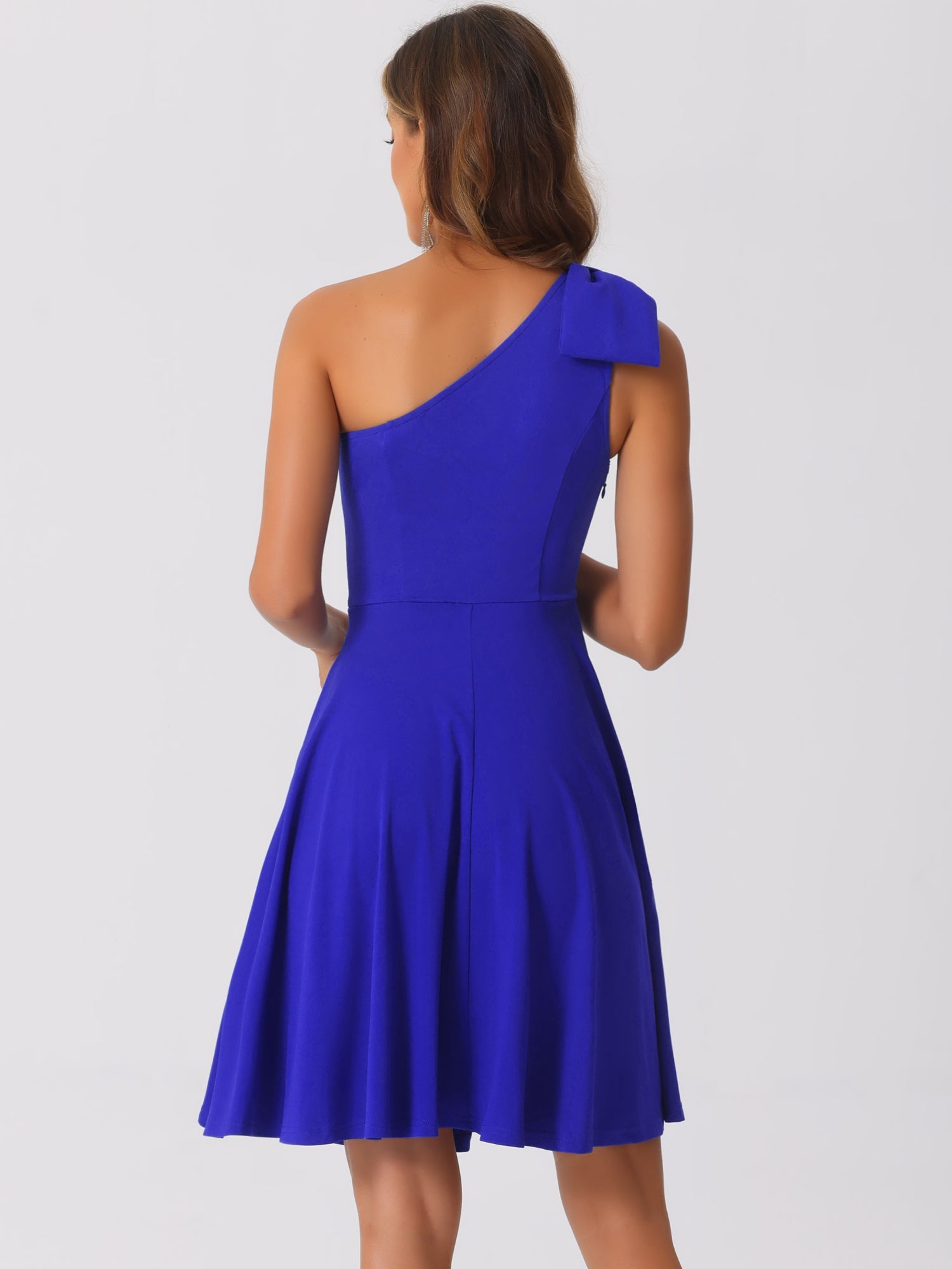 Ivy | One Shoulder Bow Midi Dress with Pockets | Elegant A-Line Occasion Wear