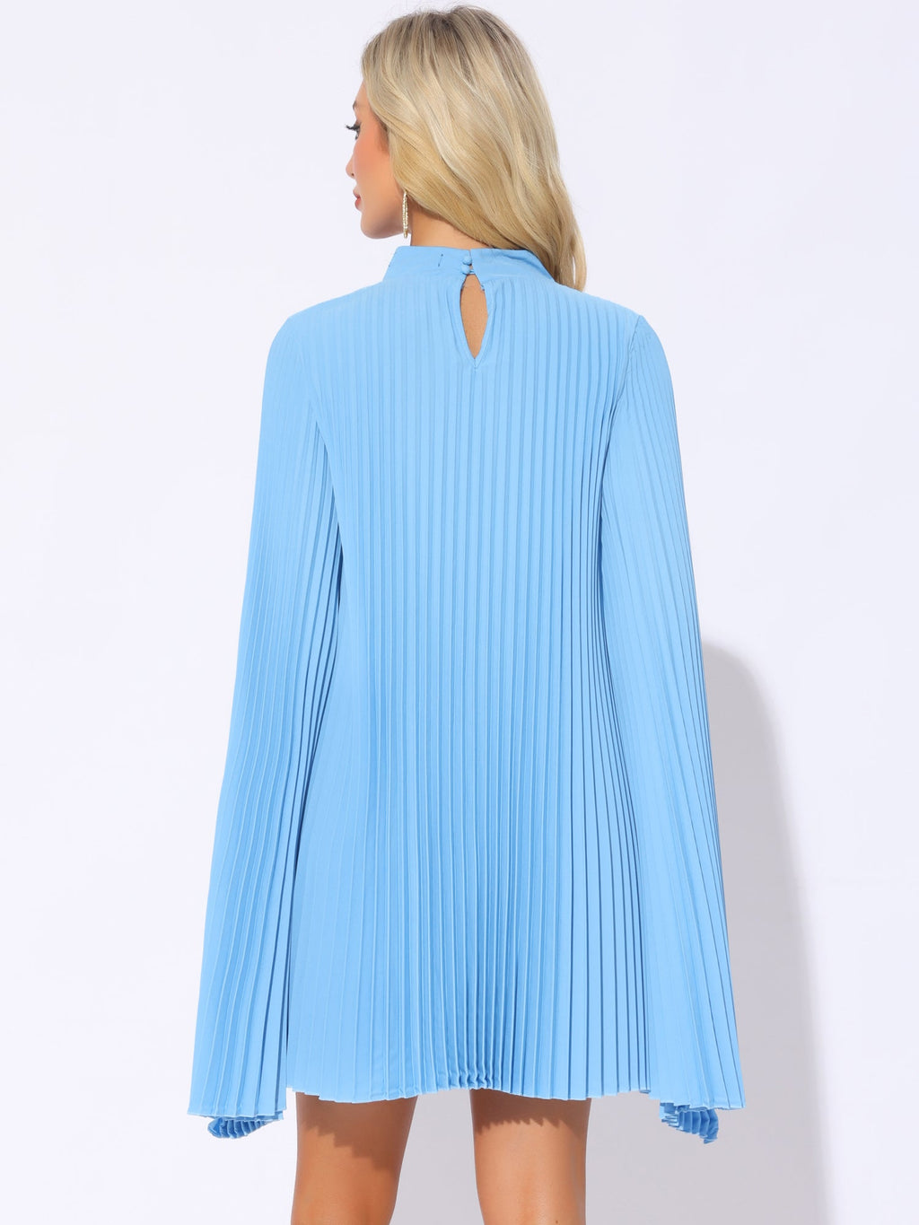 Zoe | Flowy Cape Sleeve Pleated Chiffon Mini Dress | Elegant Movement and Effortless Glam