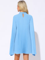 Zoe | Flowy Cape Sleeve Pleated Chiffon Mini Dress | Elegant Movement and Effortless Glam
