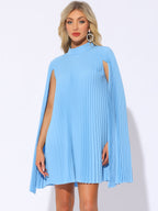 Zoe | Flowy Cape Sleeve Pleated Chiffon Mini Dress | Elegant Movement and Effortless Glam