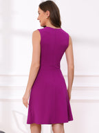 Holly | Sleeveless A-Line Midi Work Dress | Elegant Solid Color Office Style