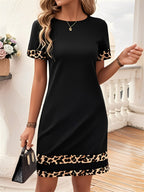 Poppy | Leopard Print Patchwork T-Shirt Dress | Effortless Casual Chic
