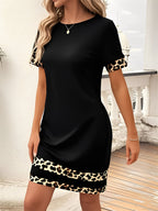 Poppy | Leopard Print Patchwork T-Shirt Dress | Effortless Casual Chic