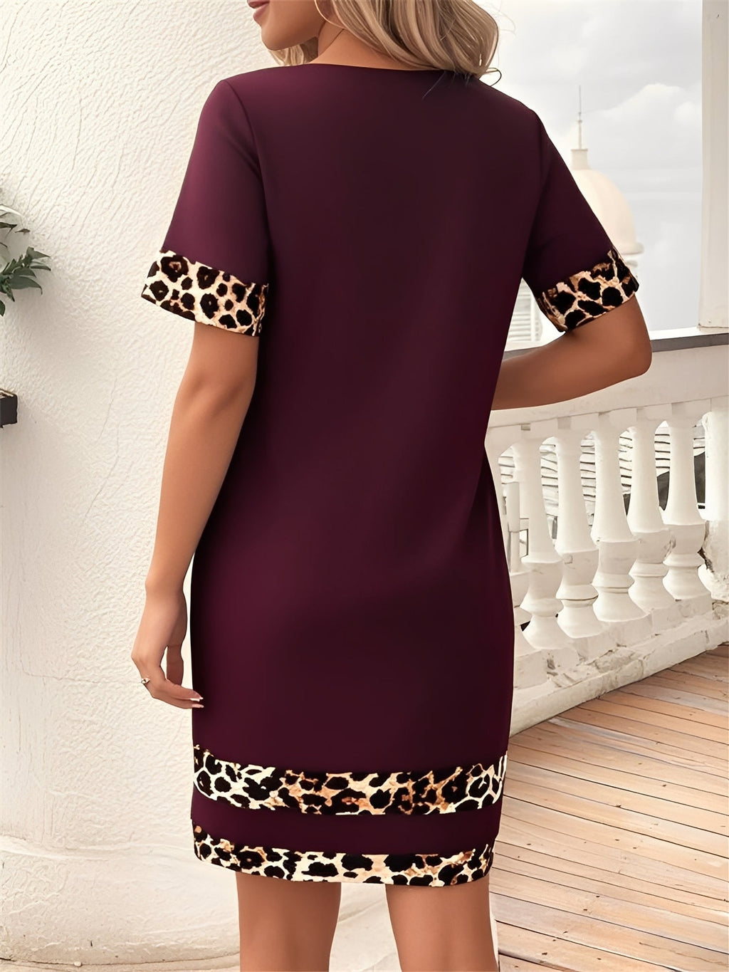 Poppy | Leopard Print Patchwork T-Shirt Dress | Effortless Casual Chic