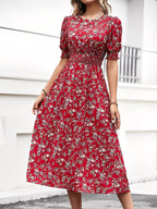 Eva | Floral Puff Sleeve Midi Dress | Feminine and Effortlessly Chic