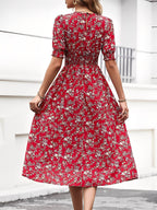 Eva | Floral Puff Sleeve Midi Dress | Feminine and Effortlessly Chic