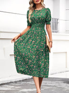 Eva | Floral Puff Sleeve Midi Dress | Feminine and Effortlessly Chic
