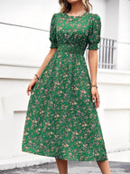 Eva | Floral Puff Sleeve Midi Dress | Feminine and Effortlessly Chic