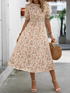 Eva | Floral Puff Sleeve Midi Dress | Feminine and Effortlessly Chic