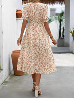 Eva | Floral Puff Sleeve Midi Dress | Feminine and Effortlessly Chic